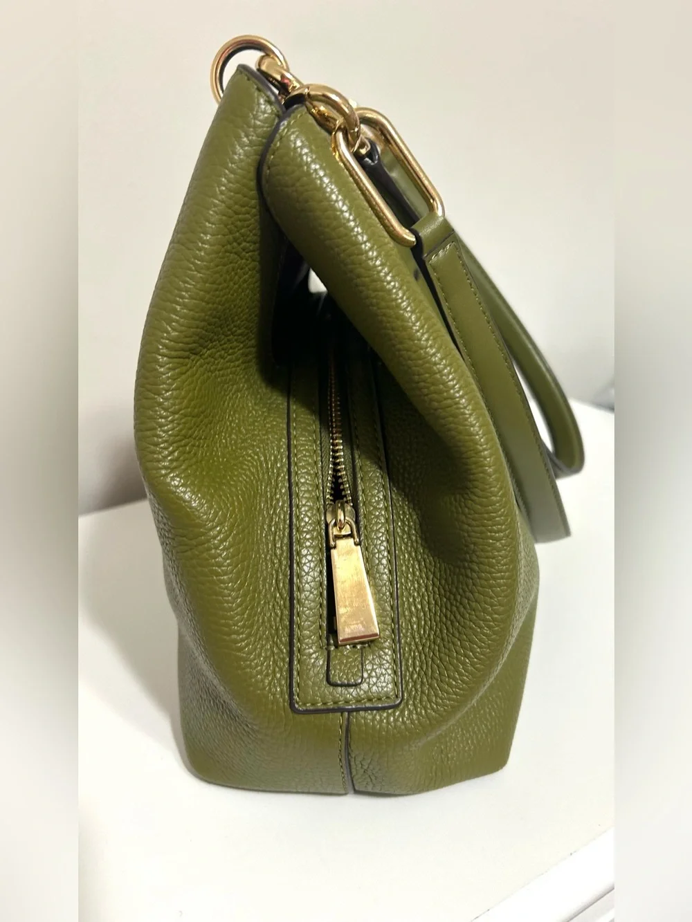 Michael Kors Olive Green Pebbled Leather Hobo Shoulder Bag